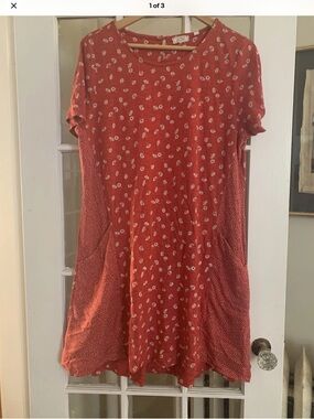 Fat Face Simone Red Floral Mini Dress with pockets